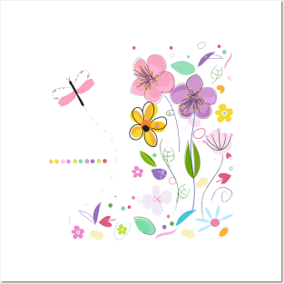 Decorative springtime abstract flowers Posters and Art